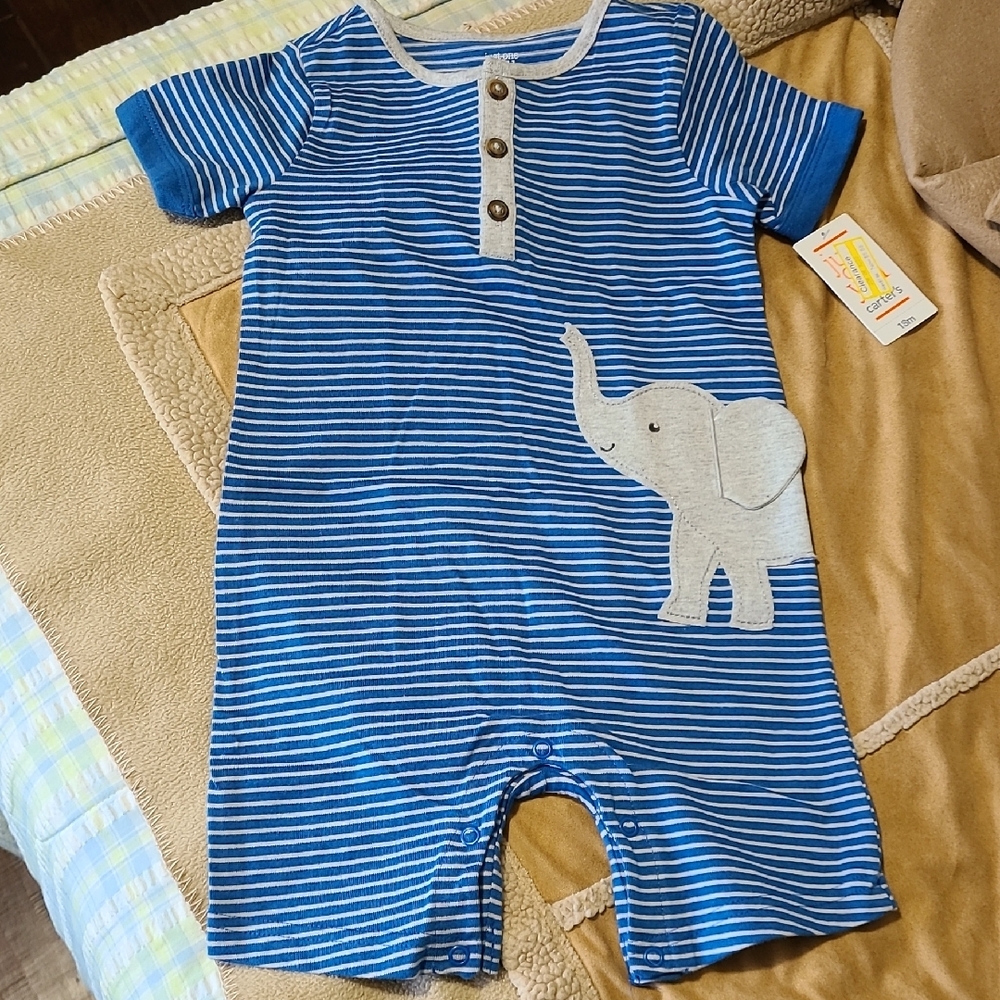 Carter's Blue and White Striped Baby Romper